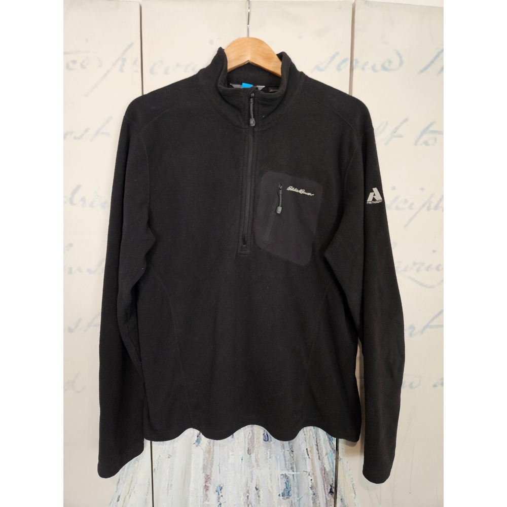 Eddie Bauer First Ascent Fleece Pullover Large Black Quarter Zip Gorpcore Hiking